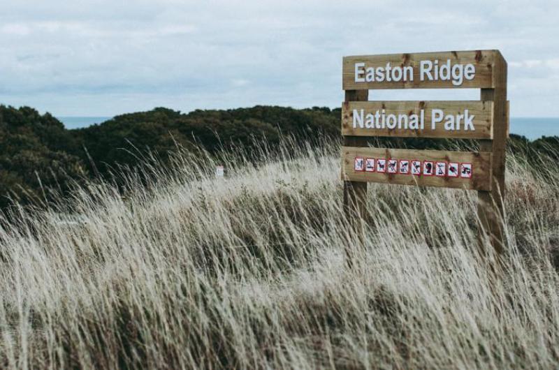 Easton Ridge sign in park